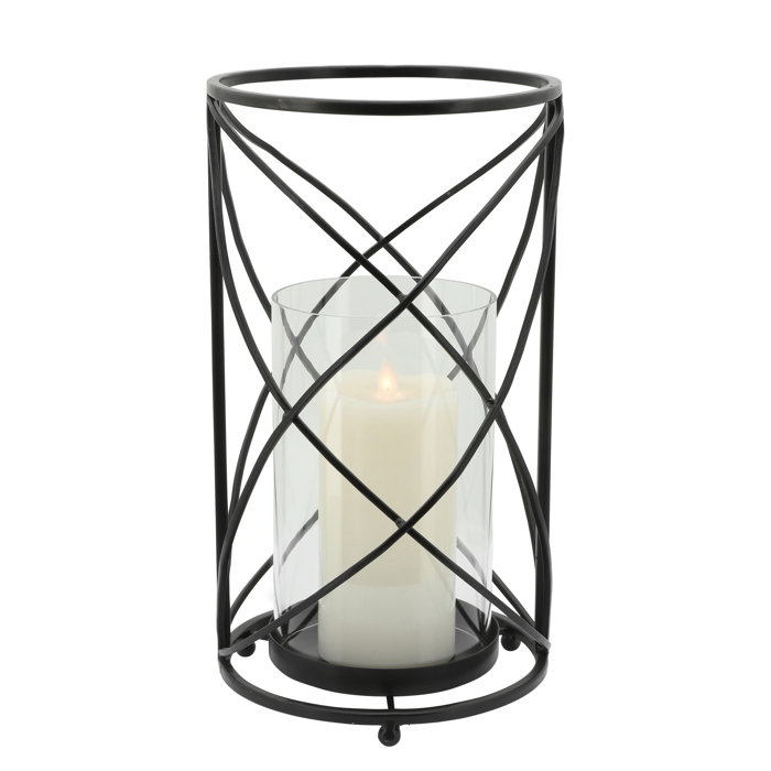 Three Posts™ Decorative Hurricane Pillar Candle Holder, Removable Glass